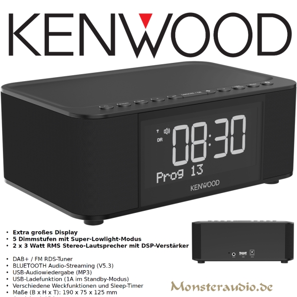 Kenwood CR-ST40DAB-B Radiowecker mit DAB+ FM UKW Radio Blueooth USB AUX-IN CRST40DABB